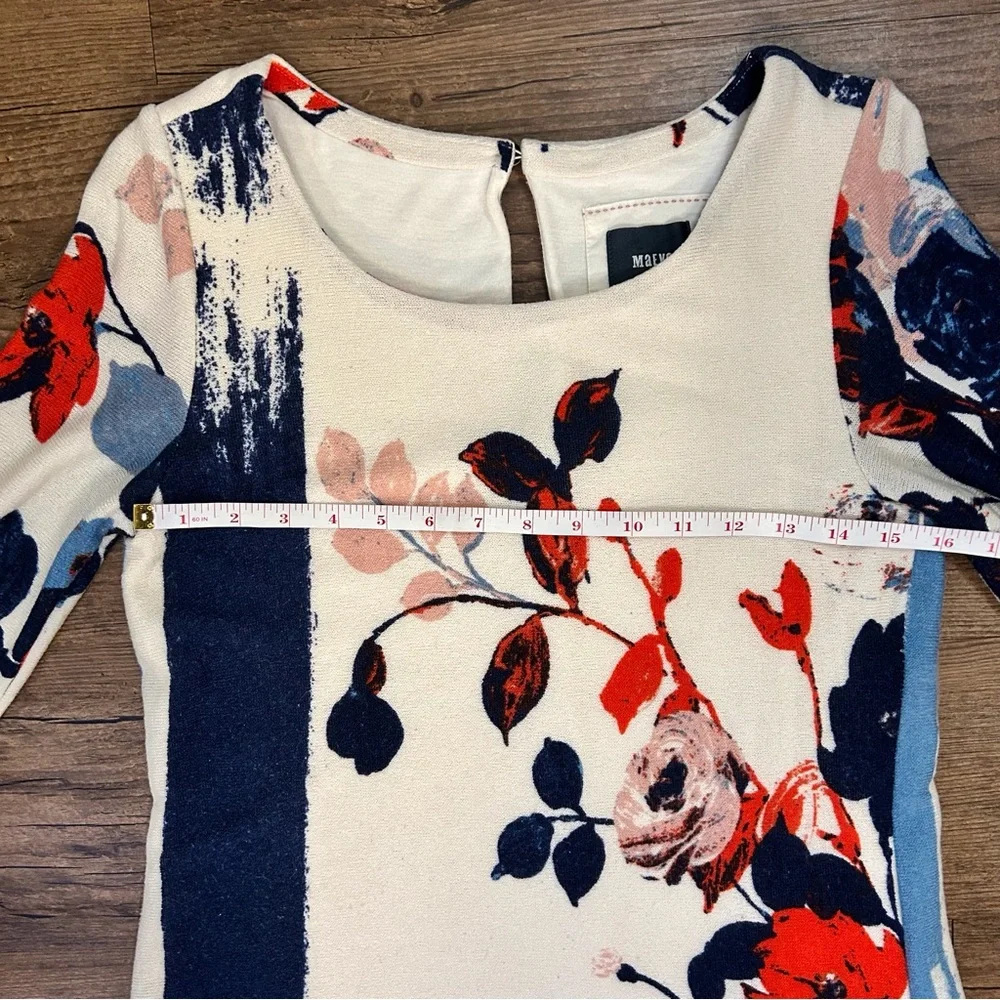 Maeve Anthousai Floral Knit Bell Sleeve Sweater Mini Dress - Picture 12 of 15